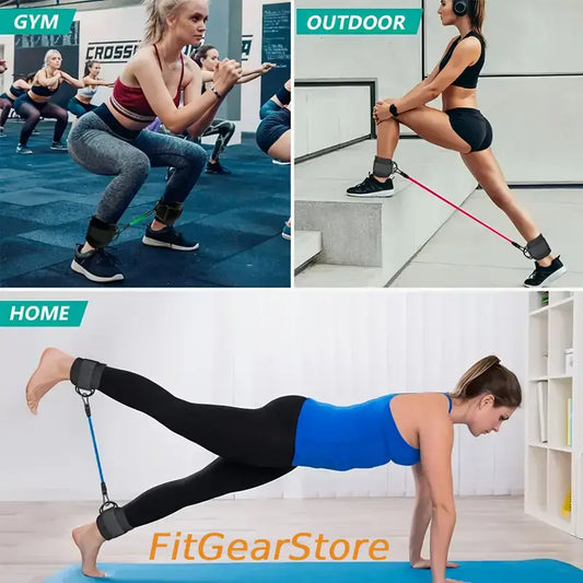 Adjustable Glute Resistance Band Set – Ankle Strap Kickback Trainer